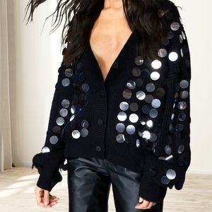 Nasty Gal Black Sequin Oversized Cardigan sz Medium NWT